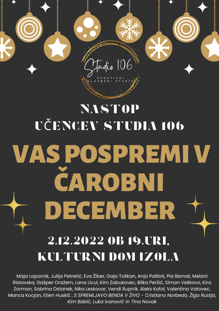 DECEMBRSKI KONCERT GLASBENEGA STUDIA  – Studio106
