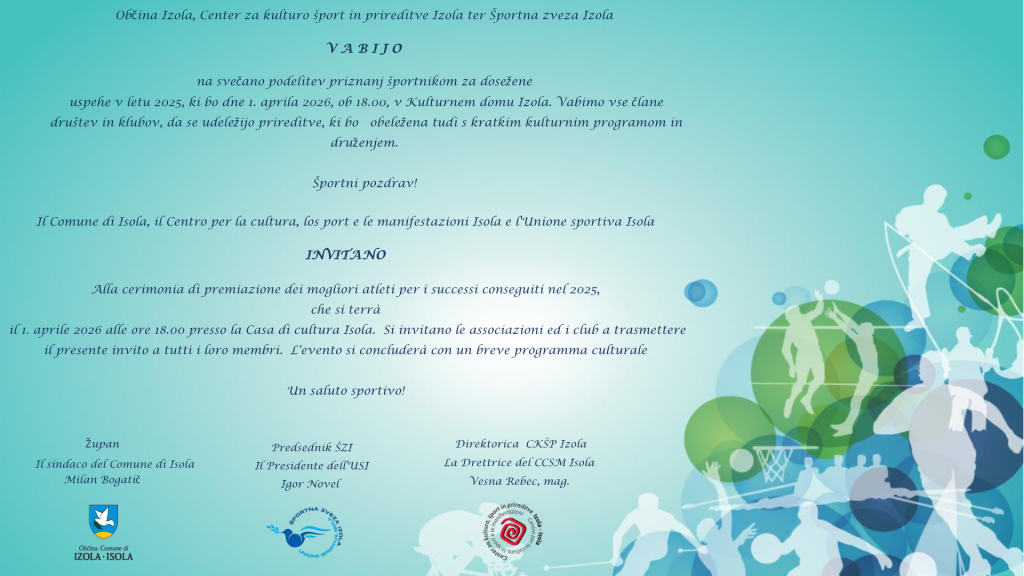 SVEČANA PODELITEV PRIZNANJ ŠPORTNIKOM ZA LETO 2025